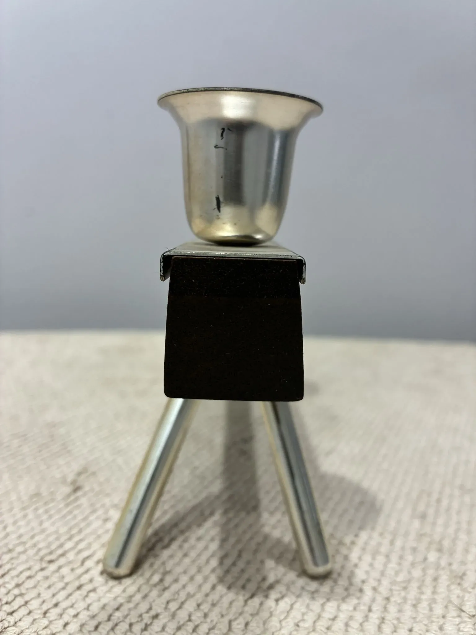 BSF teak and silver-plated candle holder for three candles, 1960s
