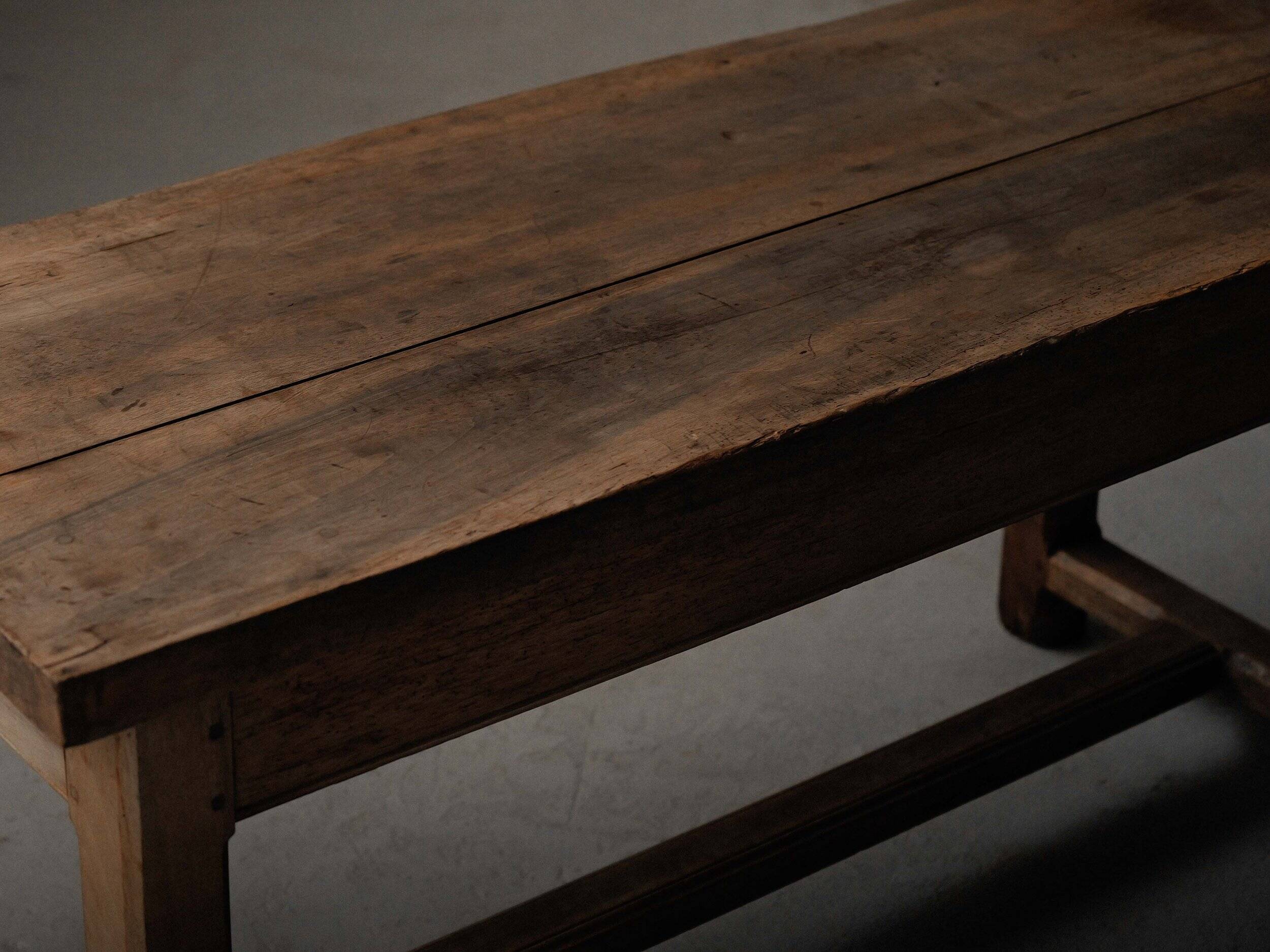 Antique work table/console in solid oak, Auvergne, circa 1900