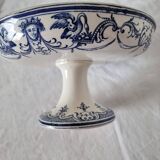 Plat compotier ancien moustiers jules vieillard bourdeux sur socle, fin 19è