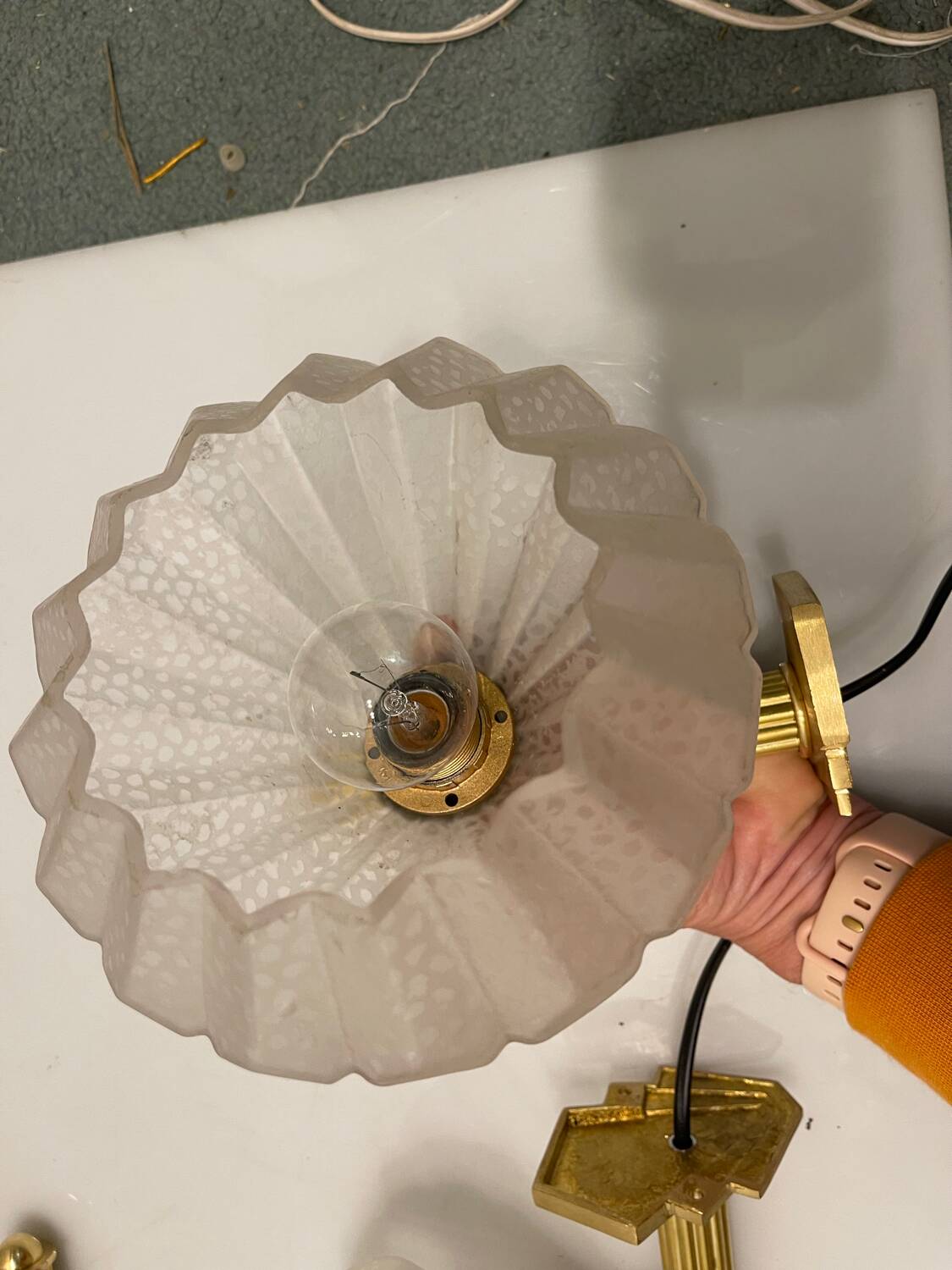 Murano Glass Brass Sconces Set of 3 1950’s
