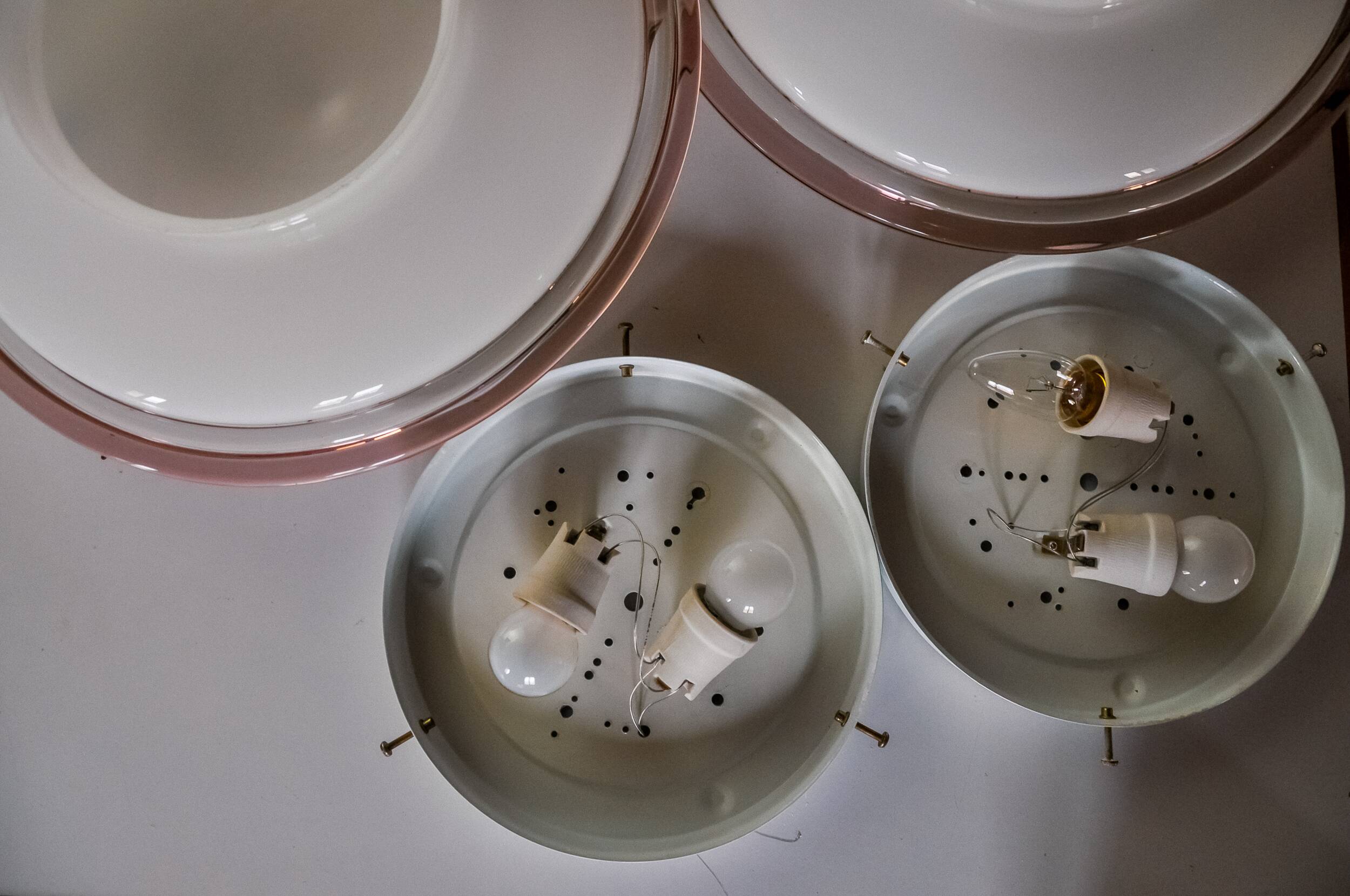 Pair of XL Murano glass "Ronda" wall lights by Leucos, Italy, 1970