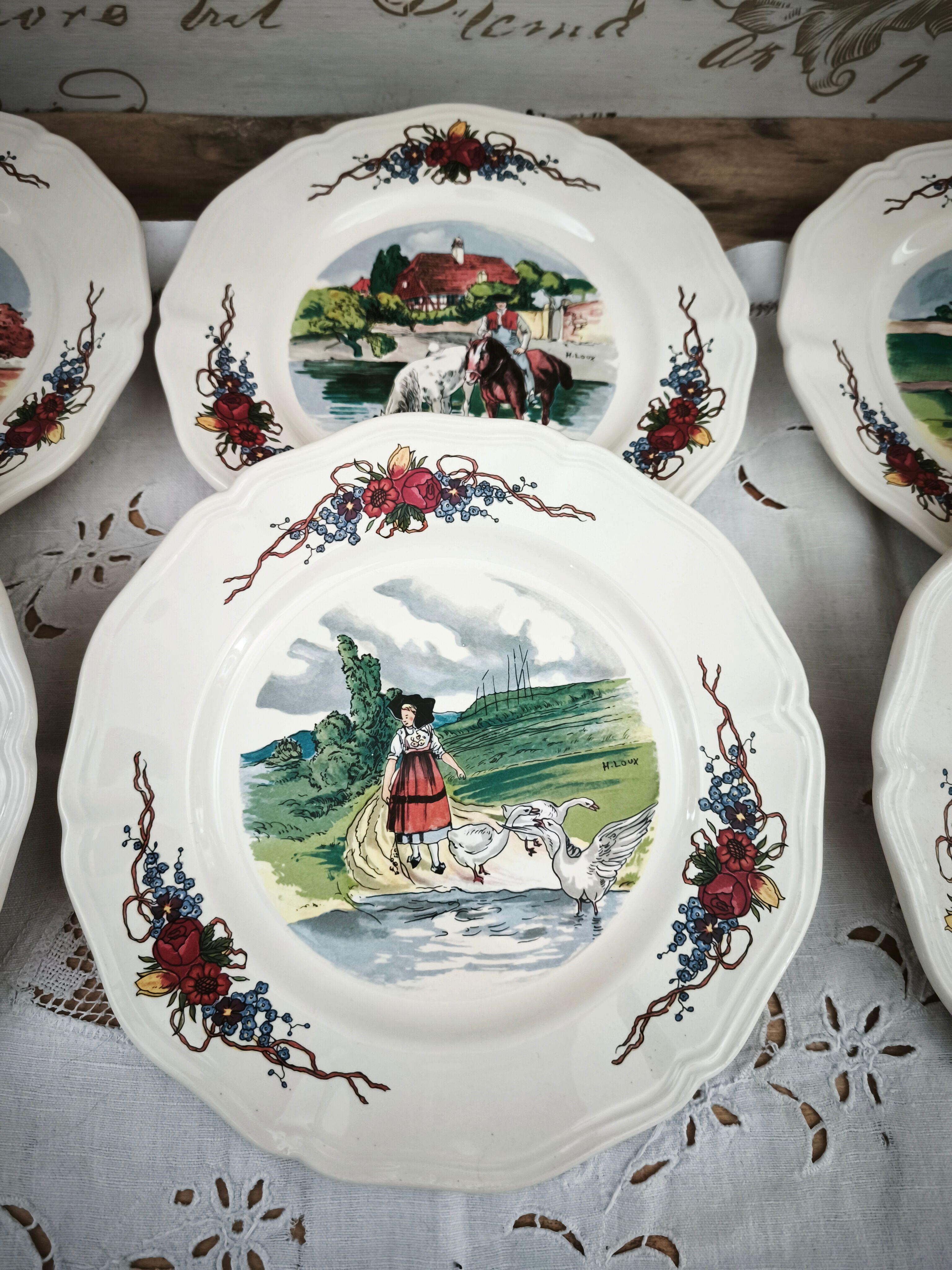 Set of 6 dessert plates Sarreguemines model Obernai