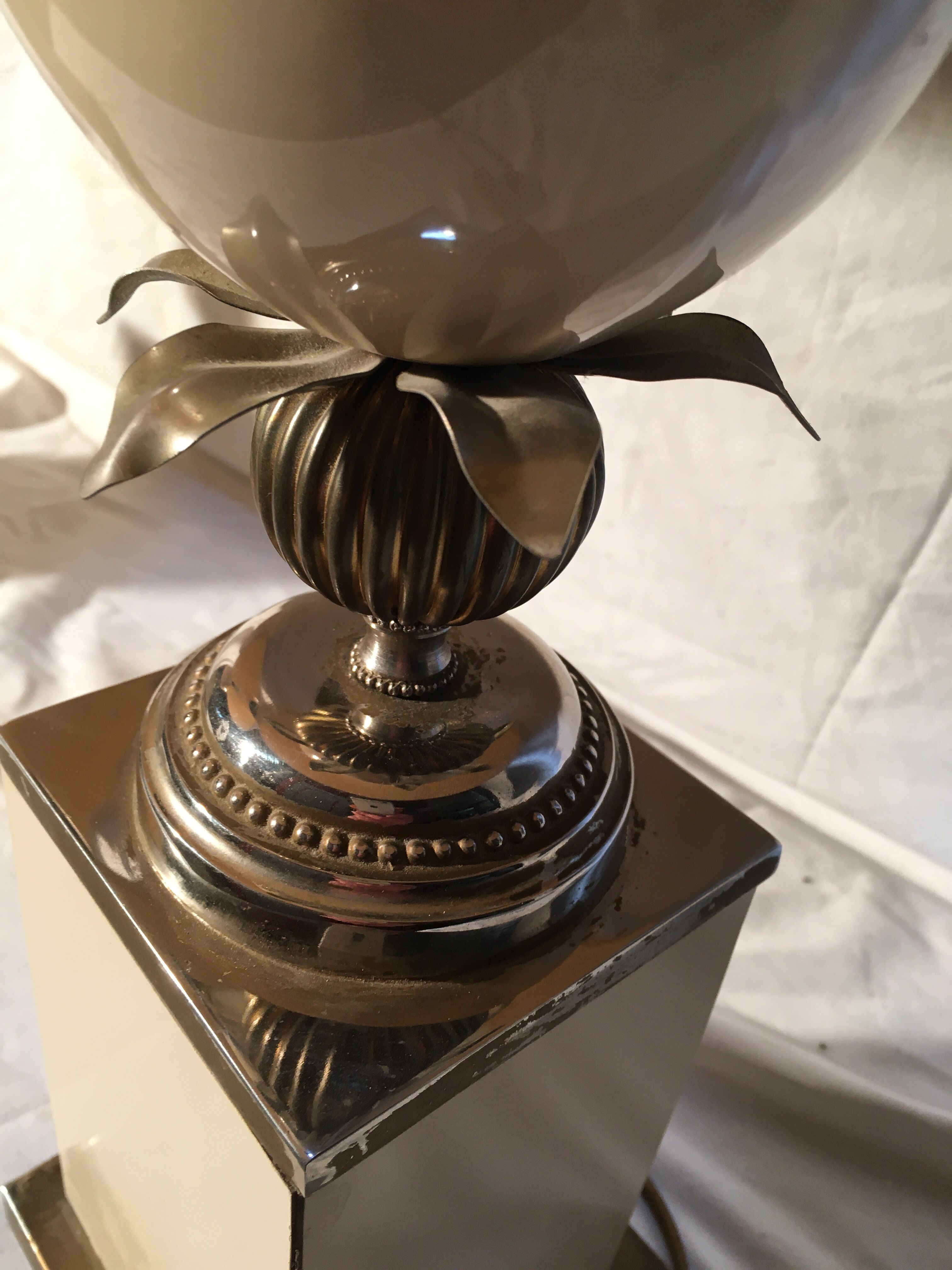 Pair of Hollywood Regency style egg lamps