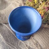 Vase diabolo artisanat Guibert à Lamoura en grès émaillé bleu cobalt