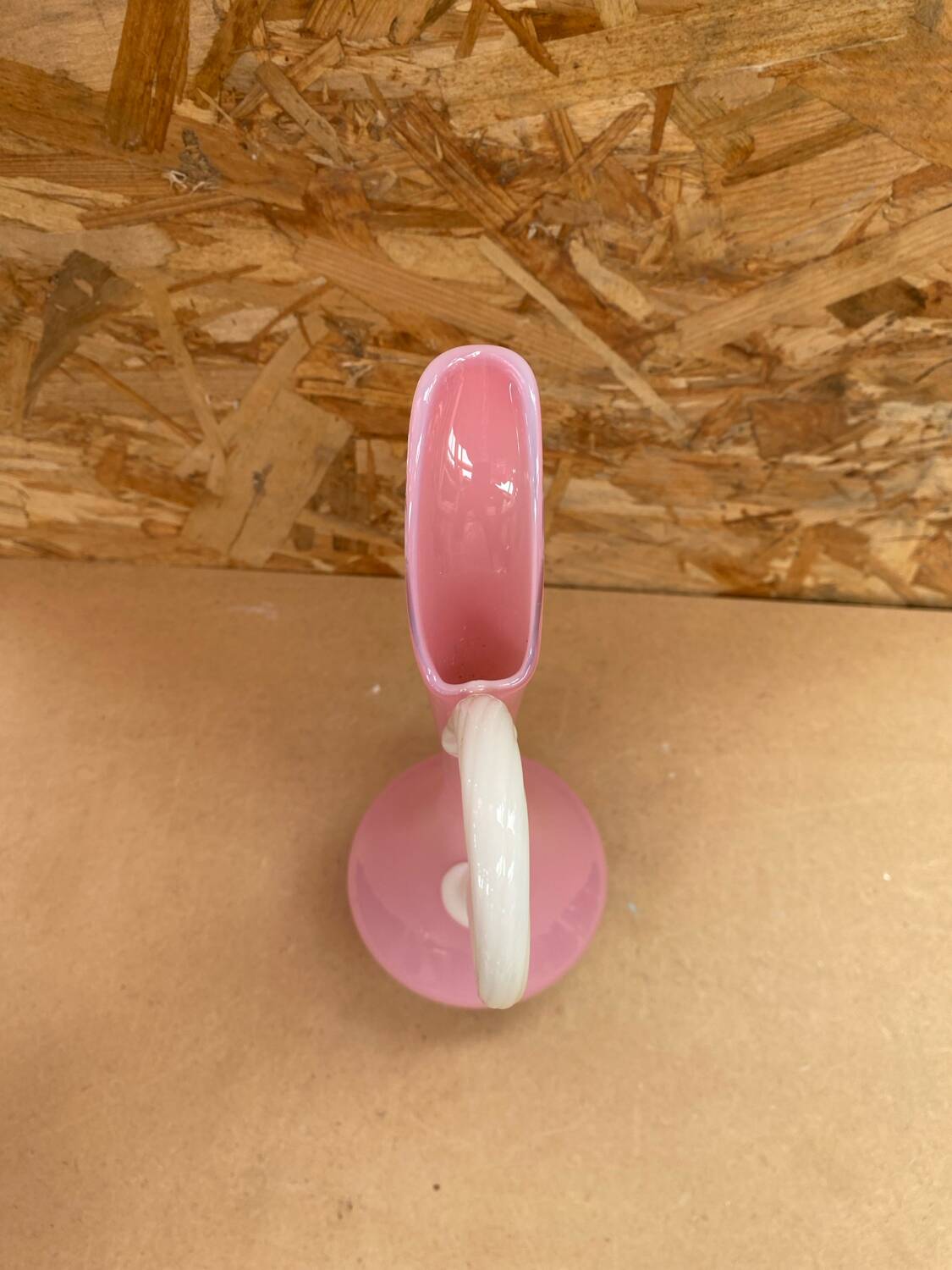 Antique opaline pink & white pitcher ewer vintage