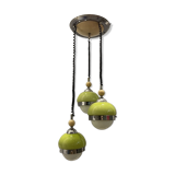 Suspension en verre opaline vert lime du milieu du siècle