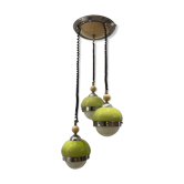 Suspension en verre opaline vert lime du milieu du siècle