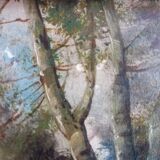 Tableau ancien à l'huile ,  inspiré de l' école de  Barbizon