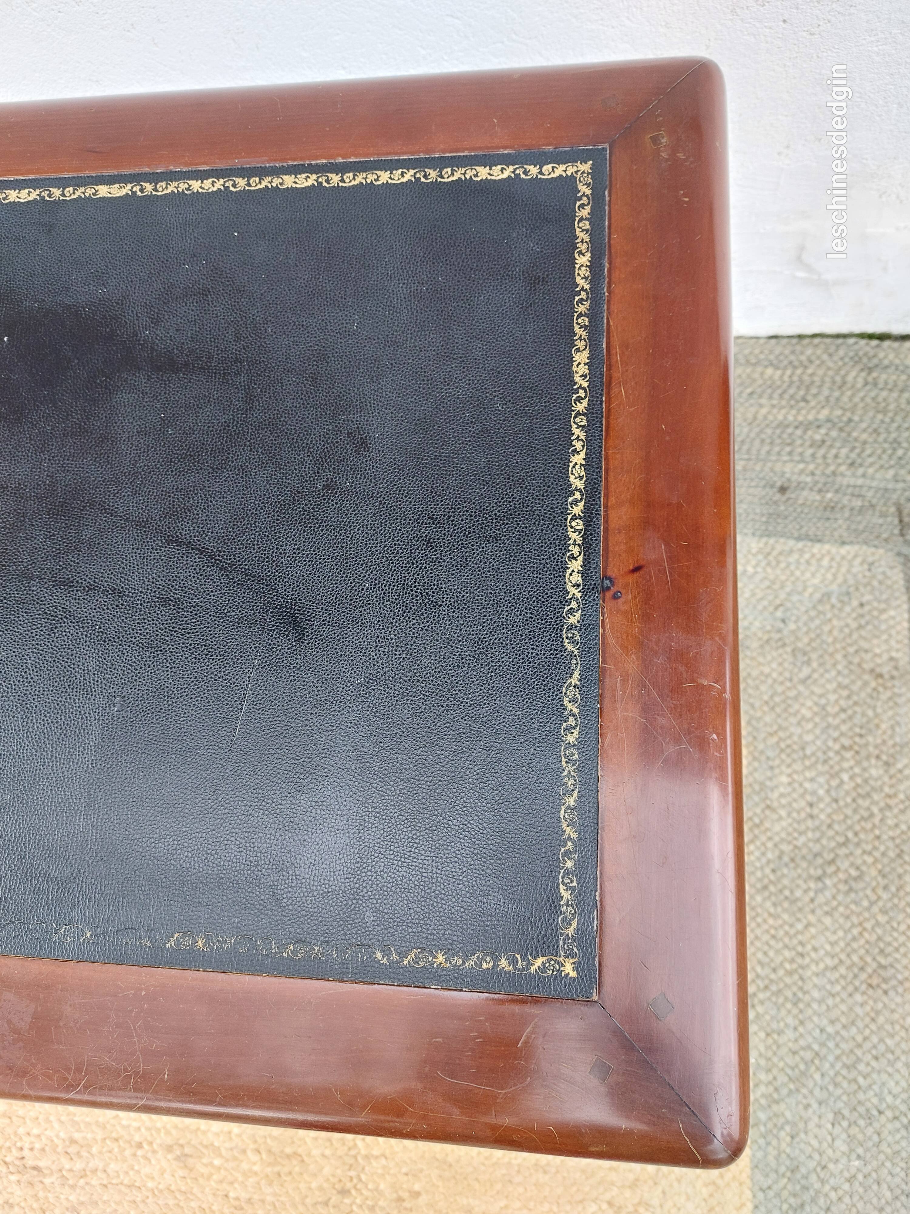 Black leather desk with extensions