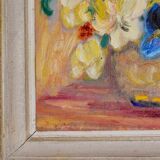 Original Swedish mid-century oil painting on panel "Flowers"
