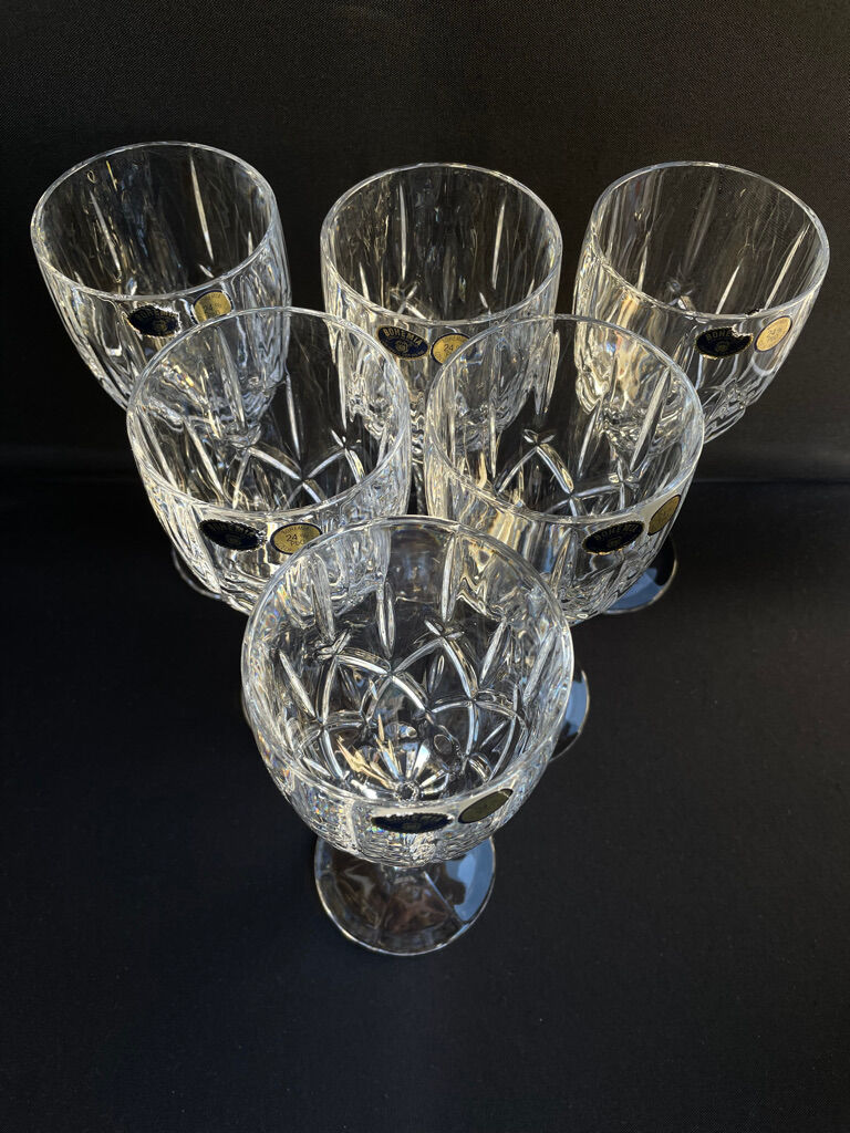 Bohemia - glasses on foot (6) - Modern mid-century - Lead crystal 24% Pbo