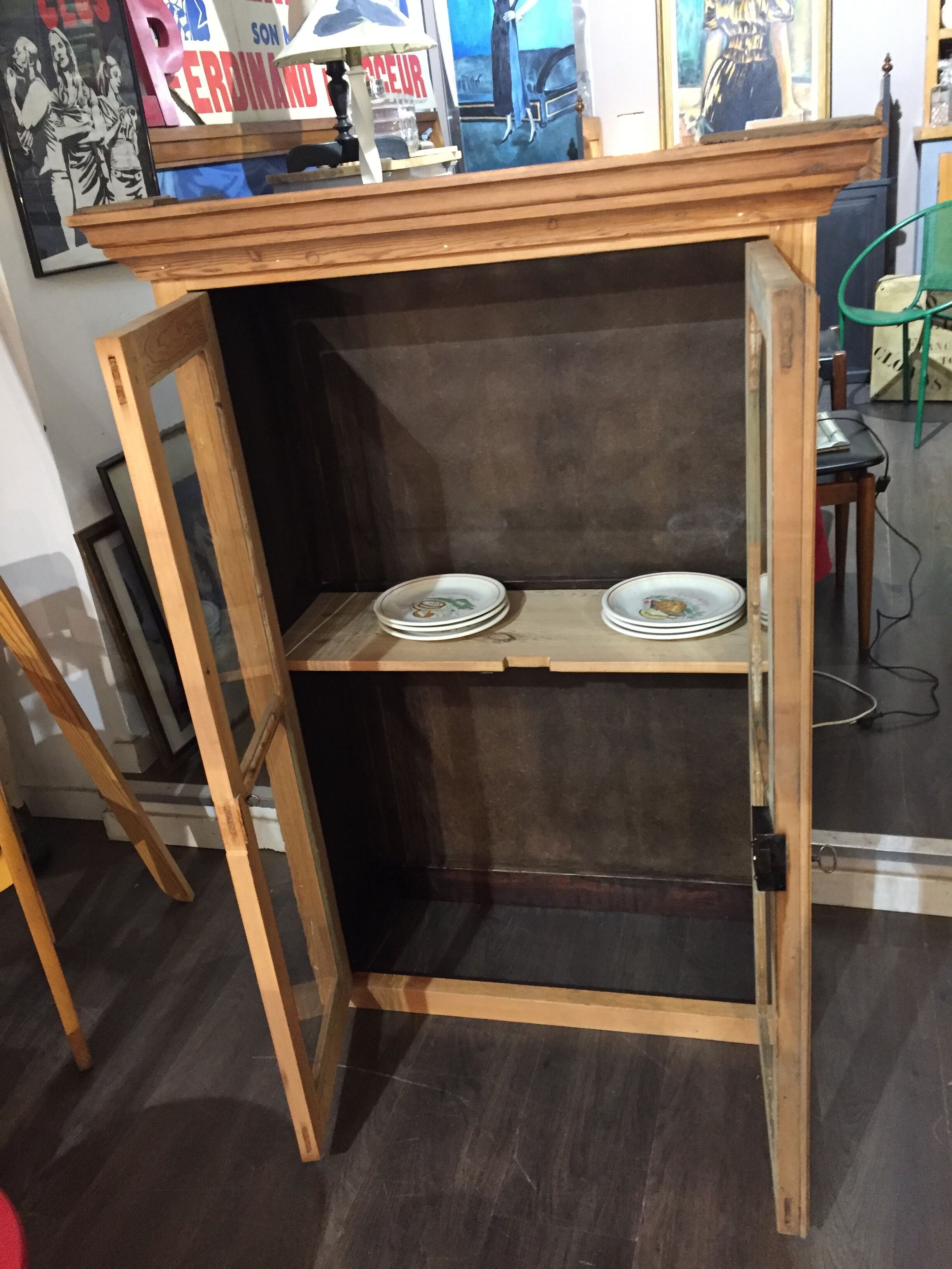 Pine display cabinet