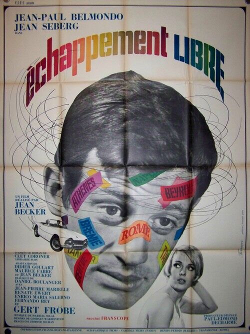 Original poster of 1964 free escape 120x160 cm jean paul belmondo