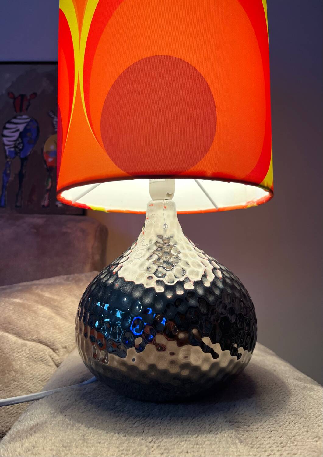 Table lamp, handmade lampshade