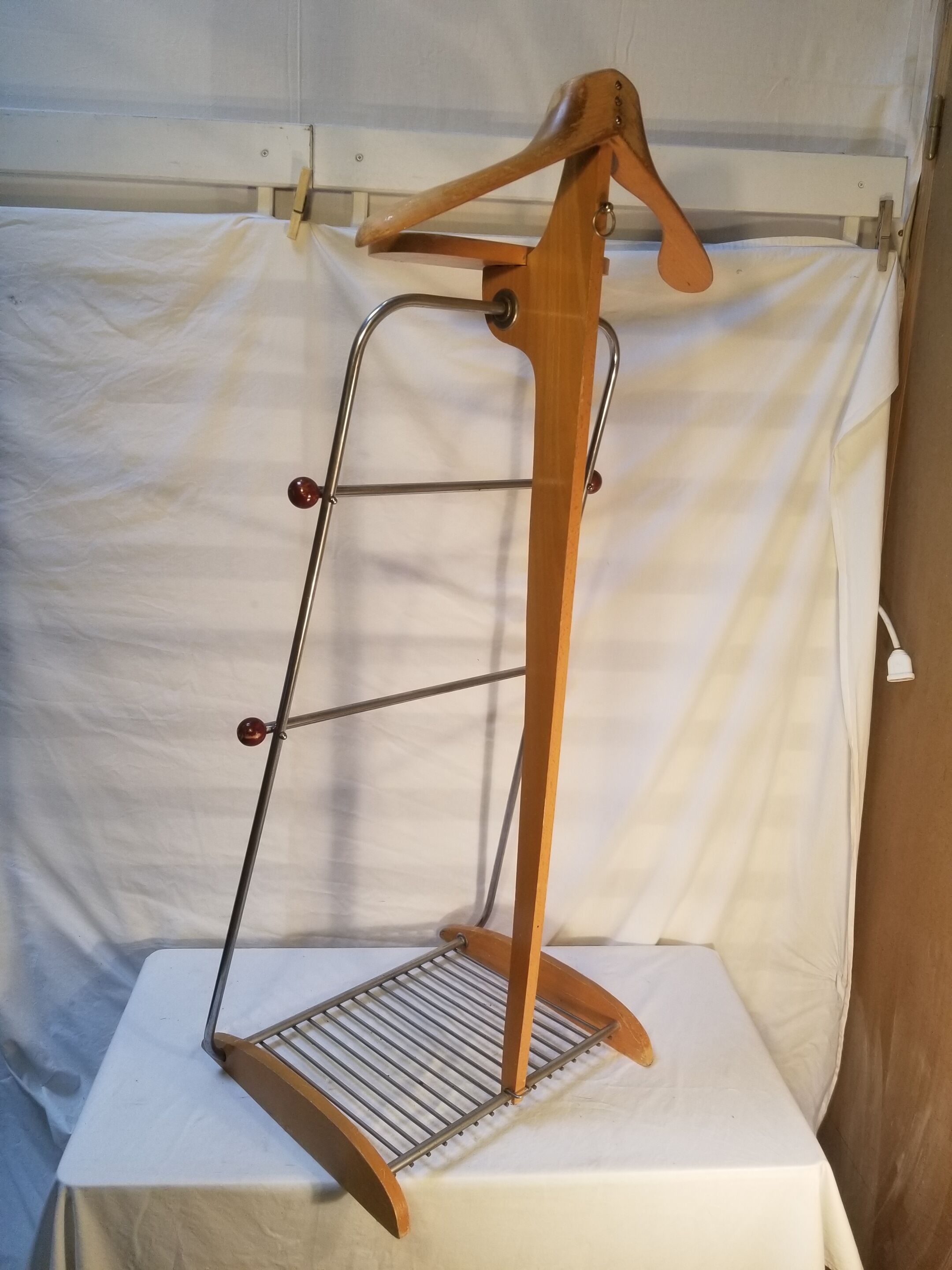 Vintage wood and metal night valet