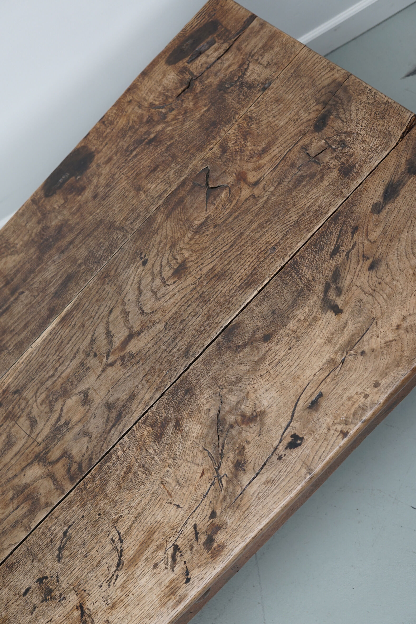 French 19th century farmhouse rustic natural chestnut coffee table