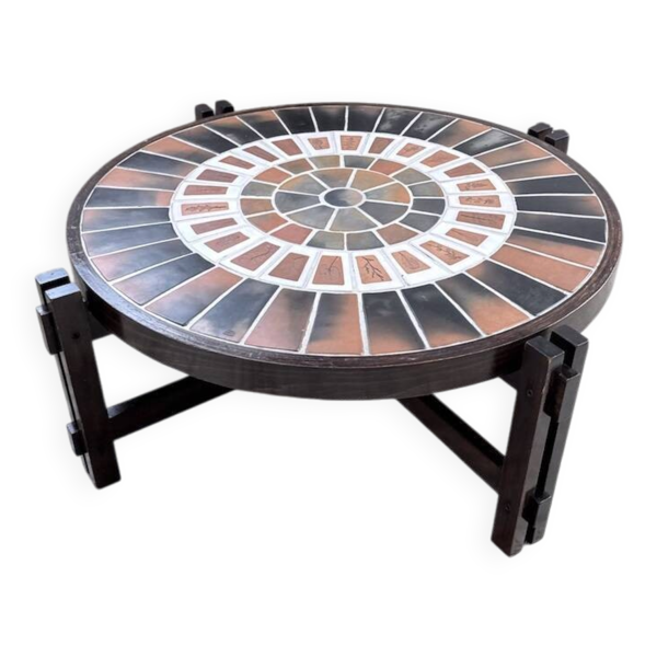 Table basse ronde Roger Capron herbier terracotta