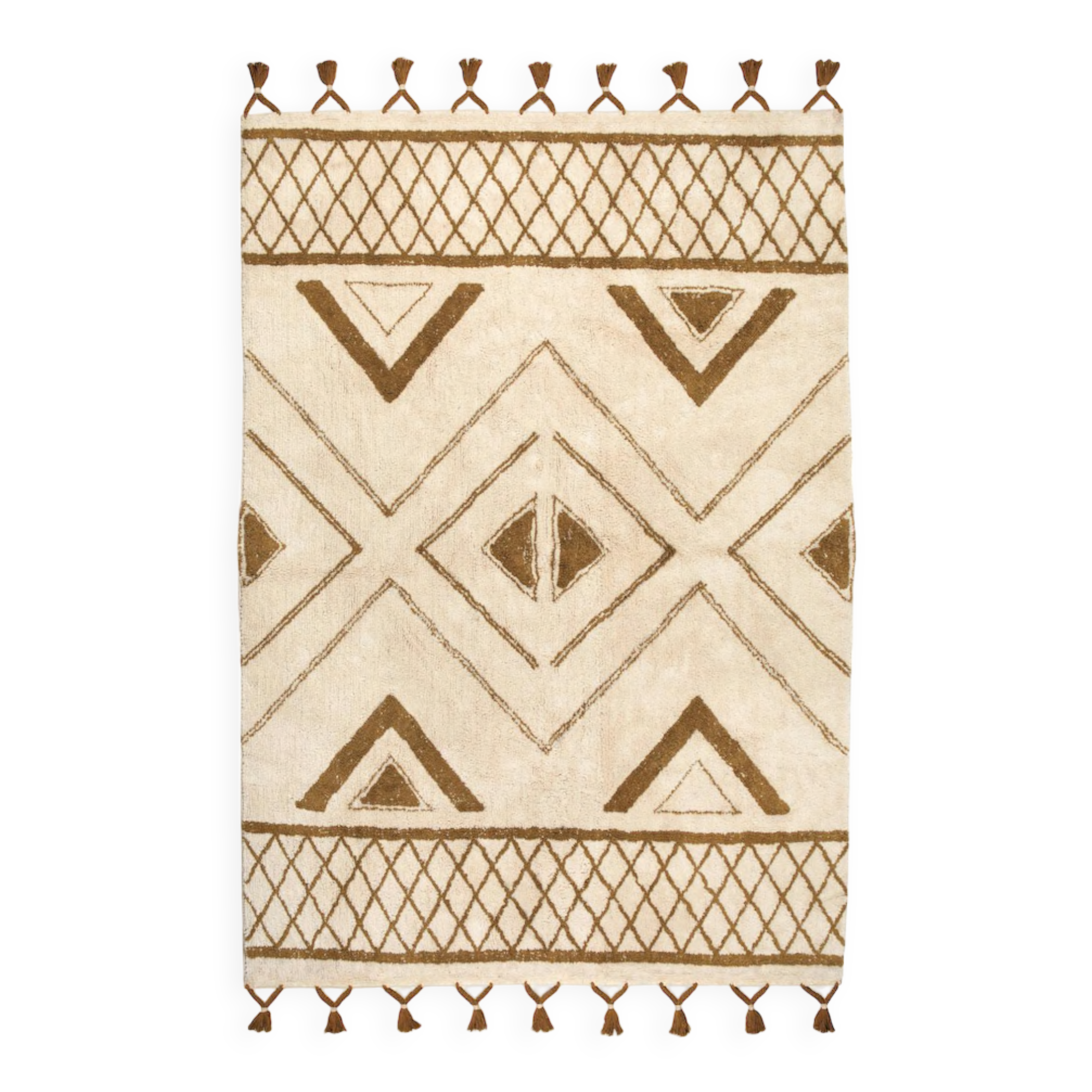 Berber carpet 200 x 290 cm white ochre pattern