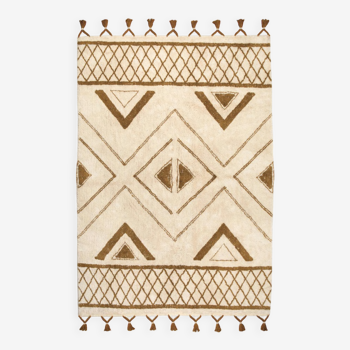 Berber carpet 200 x 290 cm white ochre pattern