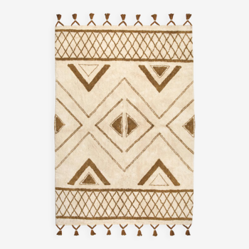 Tapis berbère 200 x 290 cm blanc motif ocre