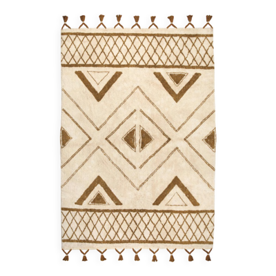 Tapis berbère 200 x 290 cm blanc motif ocre