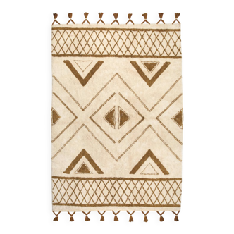 Tapis berbère 200 x 290 cm blanc motif ocre