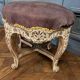 Tabouret fin XIXe décor de macarons rechampis pieds griffes