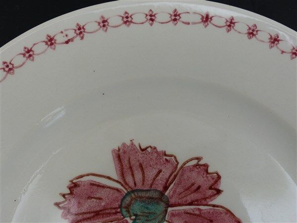 Set of 4 vintage plates in earthenware cream flowers 1950 1960