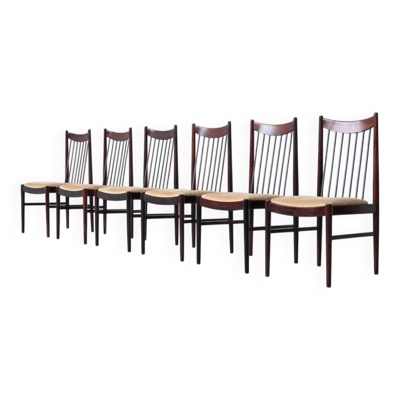 Ensemble de six chaises de salle à manger en palissandre par Helge Sibast, Danemark, 1960