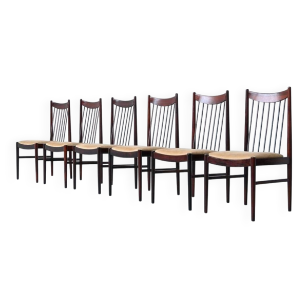 Ensemble de six chaises de salle à manger en palissandre par Helge Sibast, Danemark, 1960