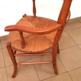 rustic armchair from the early 19th century in blond walnut