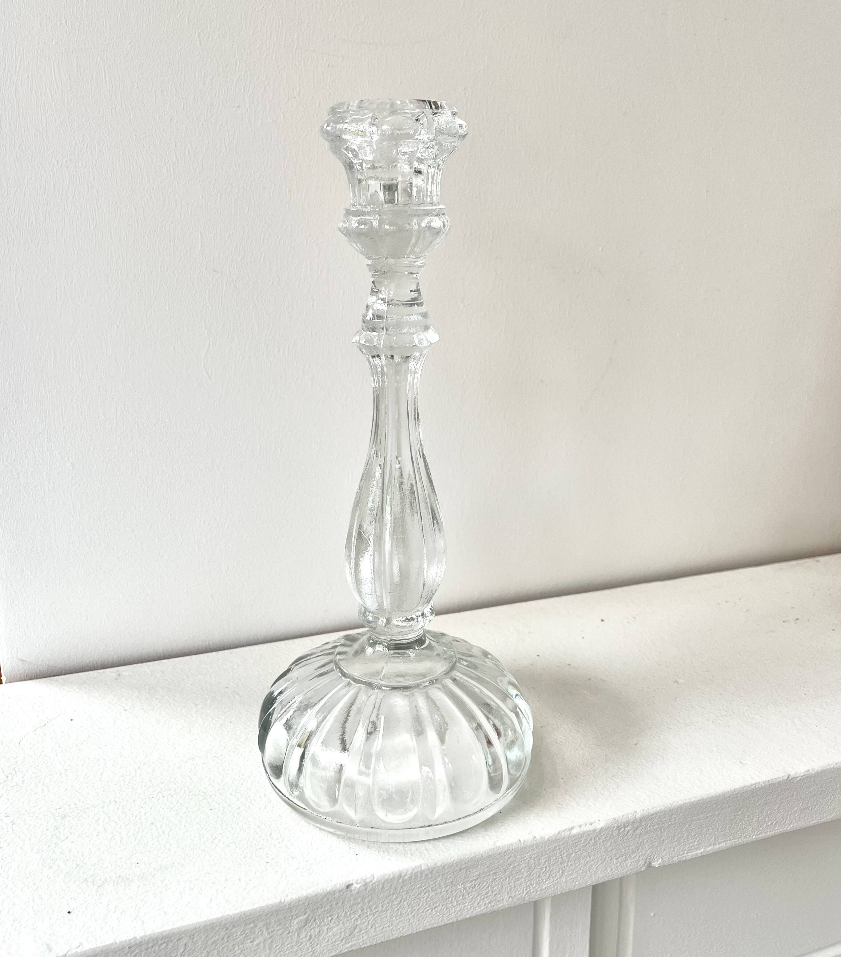 Thick molded glass candle holder