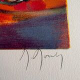 Signed lithograph by Marcel Mouly – Post-Cubist port scene