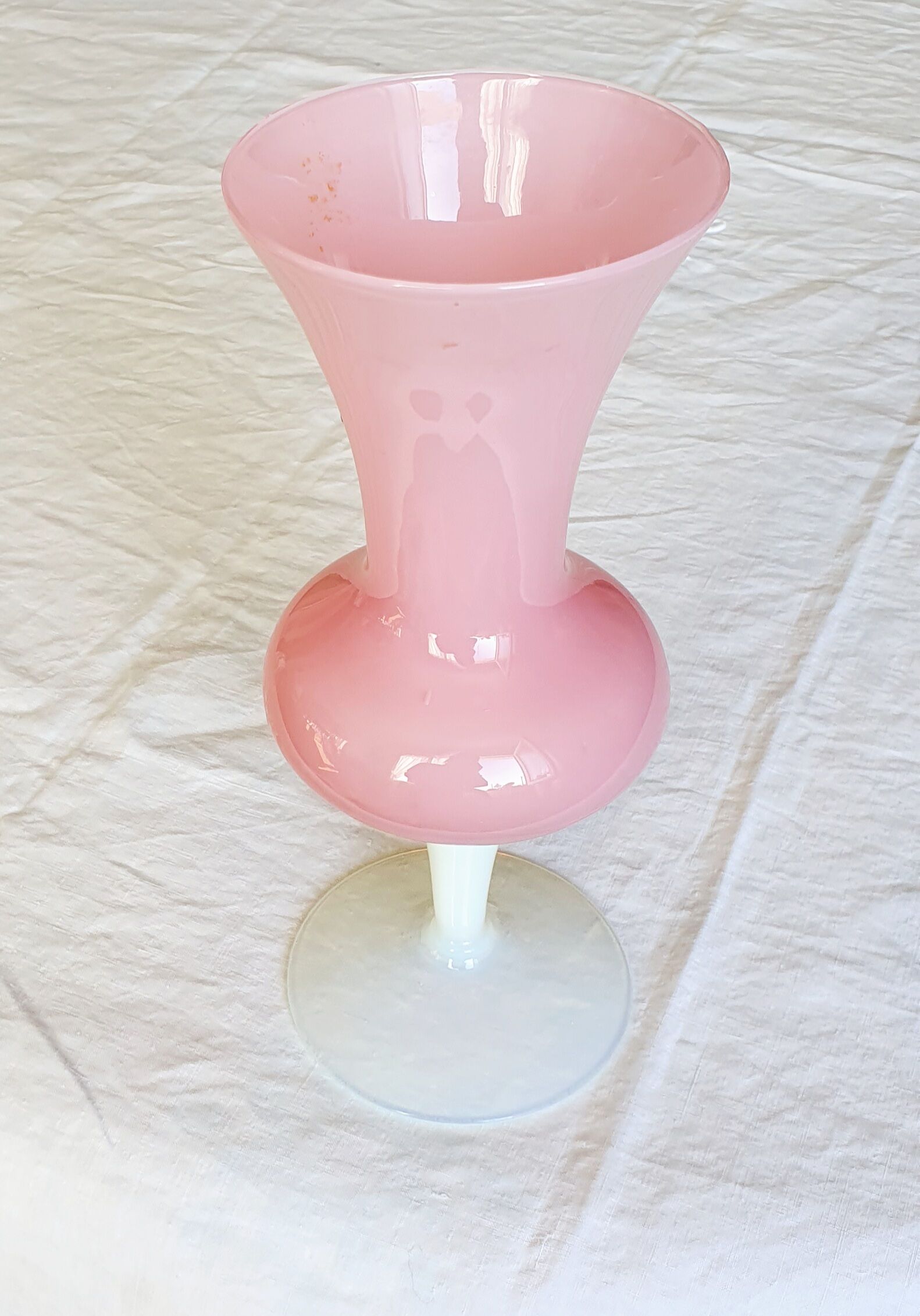 Large opaline vase on foot