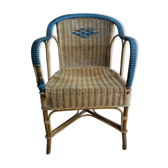 Vintage two tone rattan chair