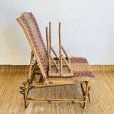 Ancienne chaise longue Art déco en rotin et osier