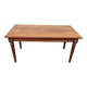 English wood coffee table with leather shelves