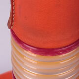 Ensemble de lampes de table rembourrées en cuir orange français années 1960