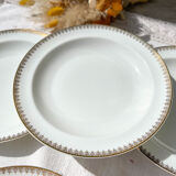 4 assiettes creuses porcelaine blanche doré limoges lafarge & c