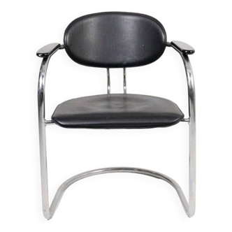 Cantilever effezeta chair faux leather and wood 1980 italy