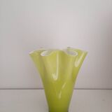 Fasoletto handkerchief vase in green opaline
