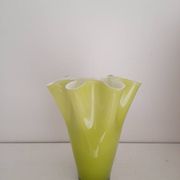 Green opaline handkerchief vase Fasoletto