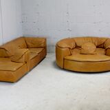 Leather modular sofa, 7 elements, 70s