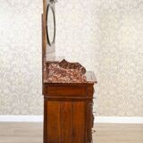 Interwar Walnut Vanity Dresser with Marble Top, 1930s