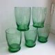 Set of 5 green art deco water glasses 30s-40s