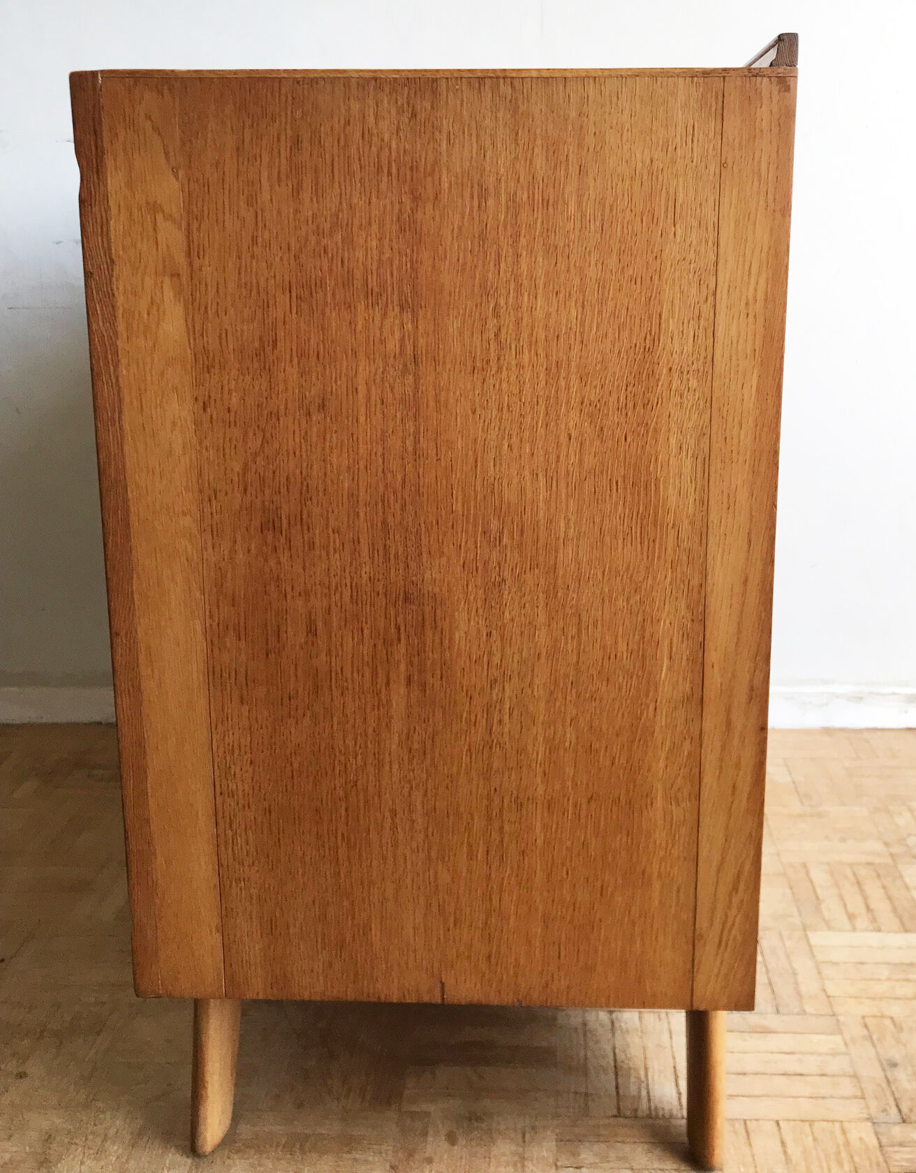 Compass foot chest of drawers in light oak from the 1960s