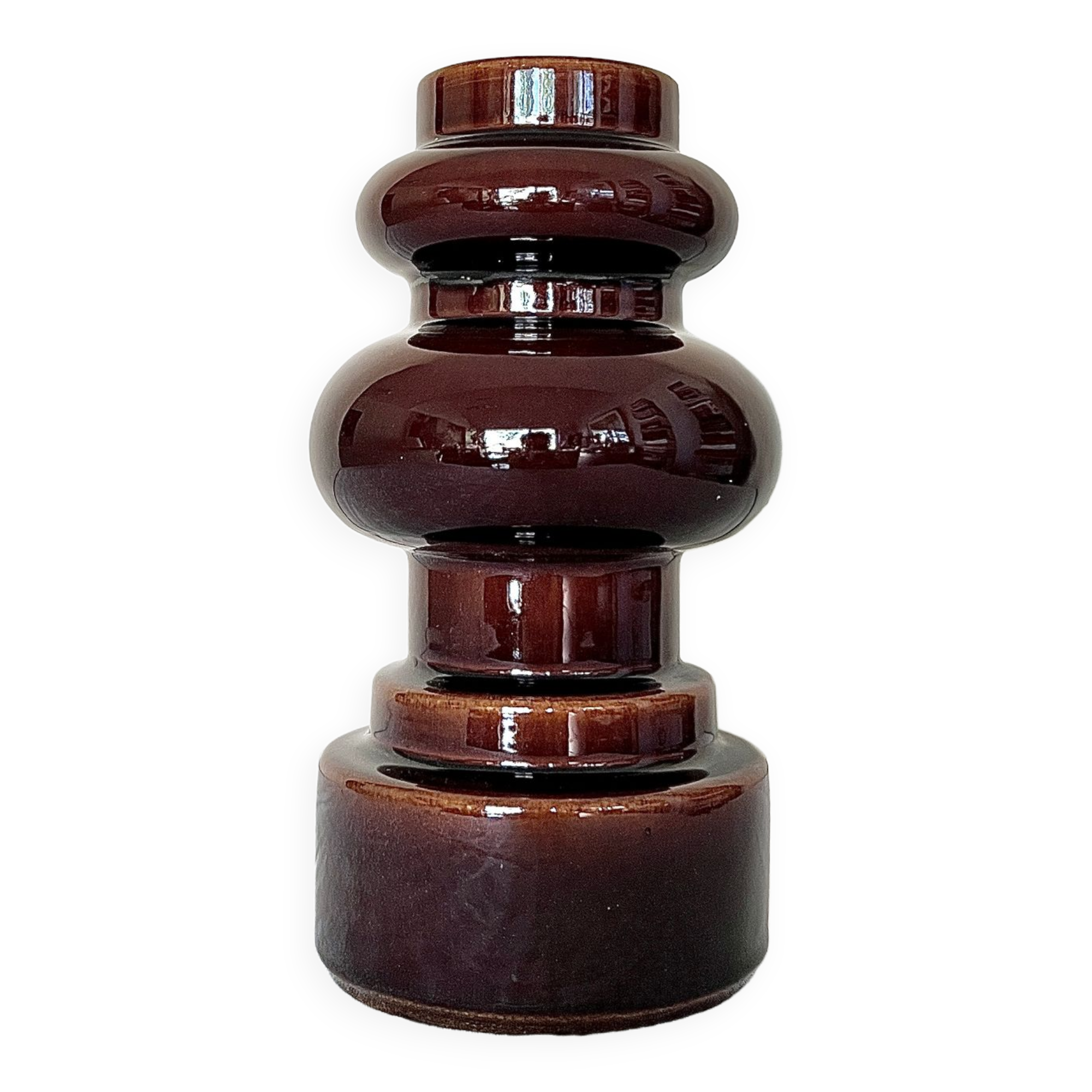 Vintage large 70's Steuler Ceramic Germany 288/25 Cari Zalloni Design Candle Holder dark brown