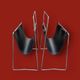 Pair of magazine racks in chromed metal and black leatherette, 1970s