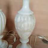 Pair of alabaster balluster lamps, 1970s