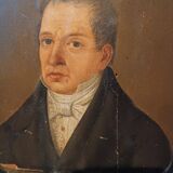Tableau Ancien Début 19ème Siècle Huile Sur Papier Portrait